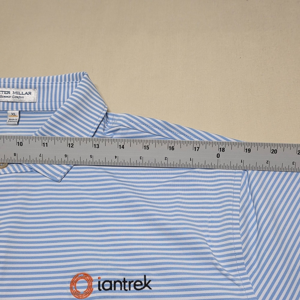 Peter Millar Summer Comfort Polo Shirt Men XL Blue/White Striped Pullover RegFit - Picture 5 of 9